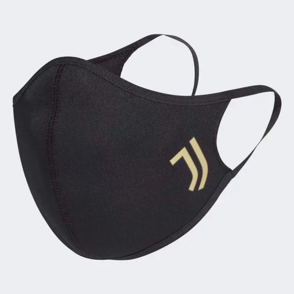 New 3 PCS Adidas Black & Gold Juventus Non-Medical Reusable Face Mask Size M/L - Picture 5 of 11